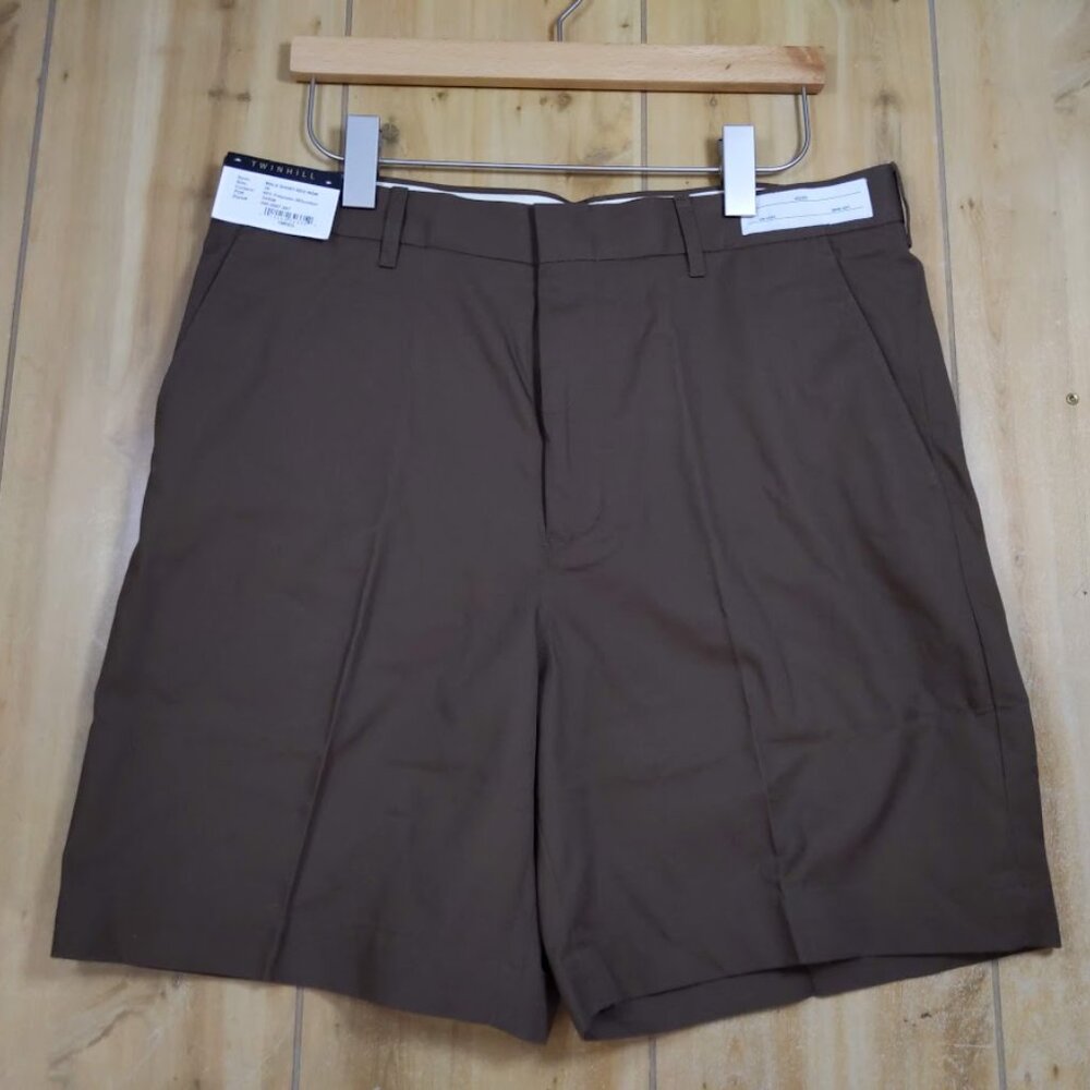 TWINHILL Men's 36 Brown Flat Front Uniform Shorts UPS Workwear NWT Driver Work